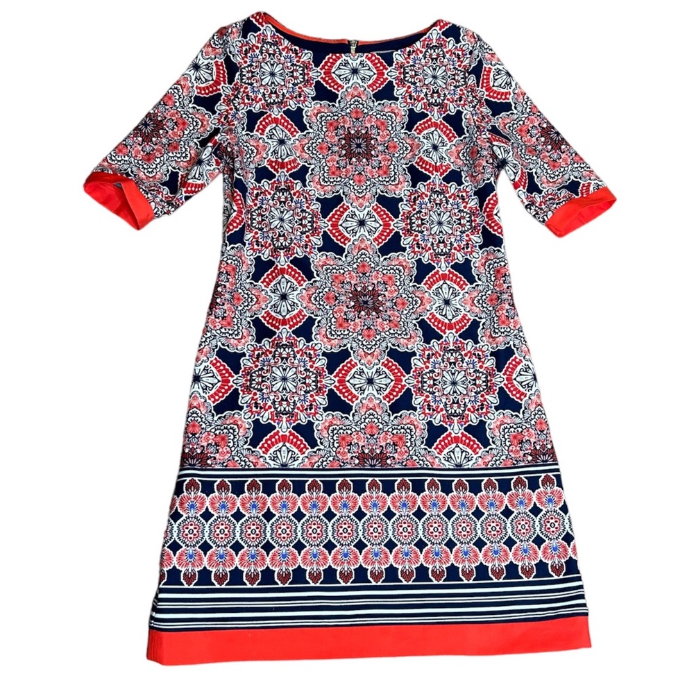 ELIZA J Short Sleeve Sheath Dress size 6 Red White Blue